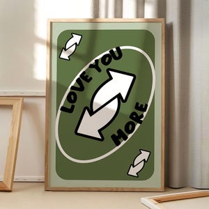 Love You More Playing Card Art Poster, Trendy Wall Art, Apartment Aesthetic Decor, Retro Home Decor, Printed Gift
