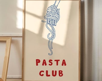 Poster su tela con scritta Pasta Club, divertente decorazione murale, decorazione estetica per la cucina, arredamento retrò per la casa, regalo stampato