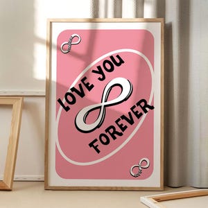 Poster artistico con carta da gioco Forever Love You, arte murale alla moda, decorazione estetica per appartamenti, decorazione retrò per la casa, regalo stampato