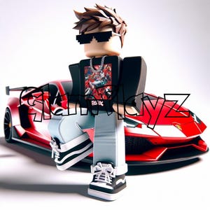 Roblox Digital Art | Supercar GFX with Avatar | PNG Digital File