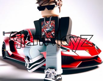 Roblox Digital Art | Supercar GFX with Avatar | PNG Digital File