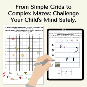 Coordinate Grid Attention Workbook - Coding Logic Games for Kids - Visual Perception Training image 3
