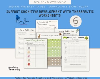 Kids Self Care & Gratitude Journal | Therapy Worksheets for Emotional Regulation | CBT Tools for Kids and Teens | SEL  Activities