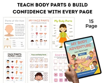 Human Anatomy Busy Book, Body Parts Matching Game, Montessori Learning, Preschool Science Printable