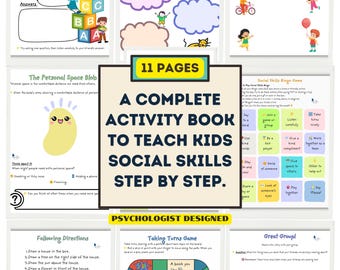 Social Skills Activity Book for Kids, SEL Worksheets, School Counselor Resource, Coping Skills PDF