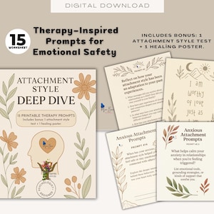 Psychische Gesundheit Prompts für Journaling, druckbare Therapie Journal für ängstliche Bindung, emotionale Heilung und sichere Beziehungen