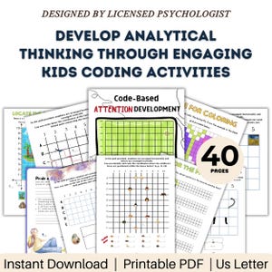 Coordinate Grid Attention Workbook - Coding Logic Games for Kids - Visual Perception Training