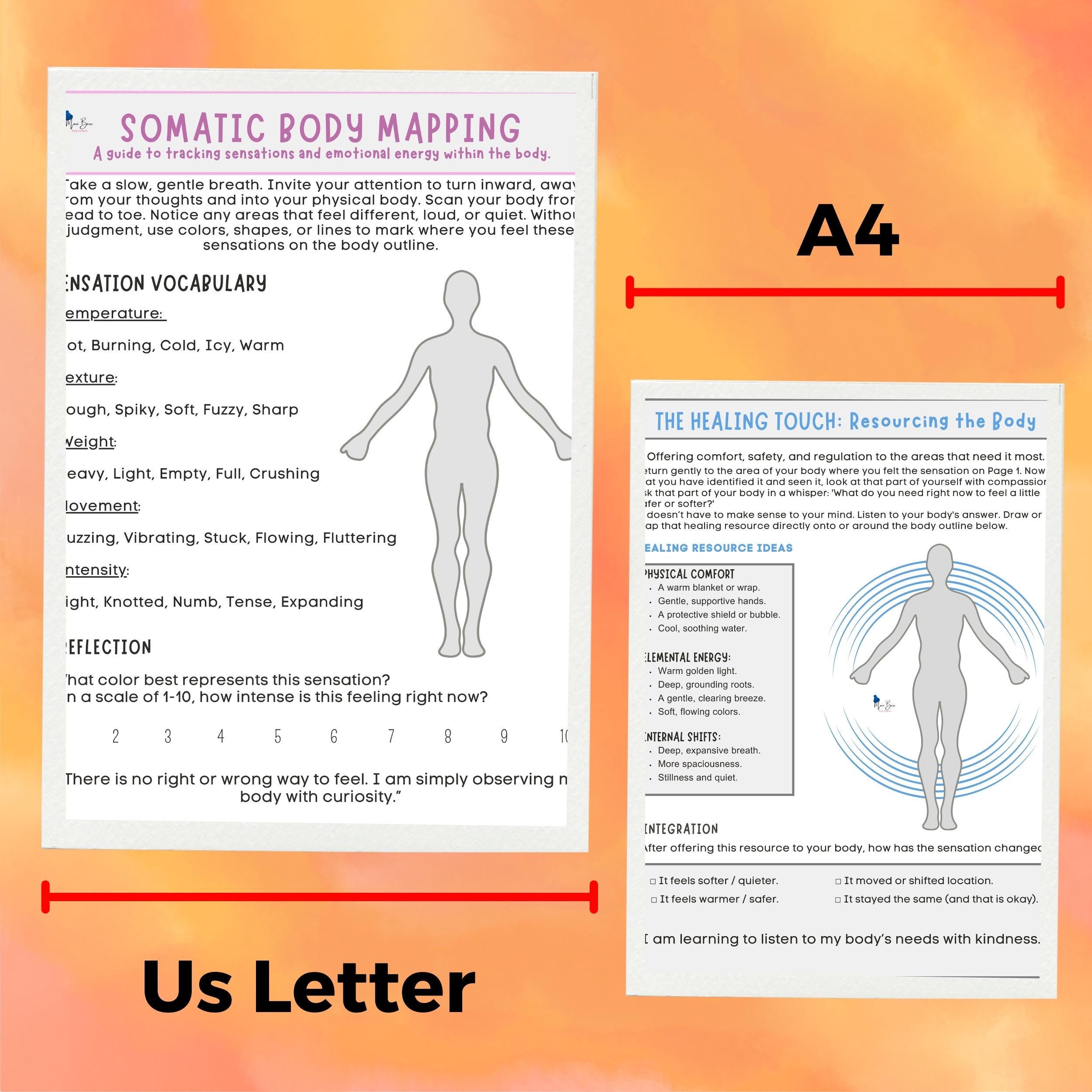 Somatic Body Mapping Worksheets, Nervous System Regulation Tool, Trauma ...