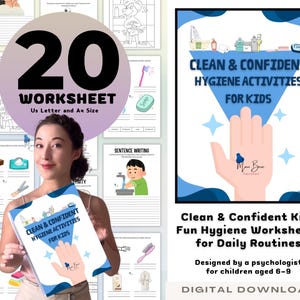 Kids Hygiene Worksheets, Printable Personal Care Binder, Teeth Brushing Chart, Daily Routine Preschool