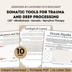 Trauma Healing Worksheets | ACT Therapy Workbook | Therapist Resources | Somatic Regulation PDF | Grief Processing Art Therapy
