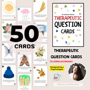 Printable Therapy Question Cards for Kids – Emotional Awareness, Coping Skills & Feelings Prompts PDF