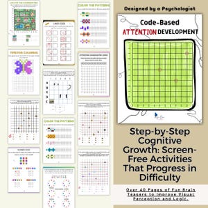 Coordinate Grid Attention Workbook - Coding Logic Games for Kids - Visual Perception Training image 4