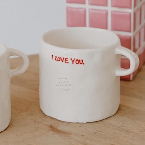 Kocham Cię XL Ceramiczny Kubek Do Kawy | Kubek Do Kawy XL | Estetyczny Prezent Walentynkowy Galentines
