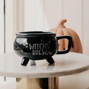 Black Witches Brew Cauldron Mug | Halloween Autumn