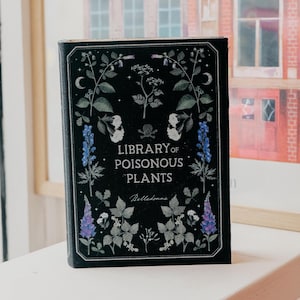 Stoarge-boekenbibliotheek met giftige planten Boekdecor | Dark Academia spirituele heks herfst herfst woondecoratie | Boekencadeau voor plantenliefhebbers