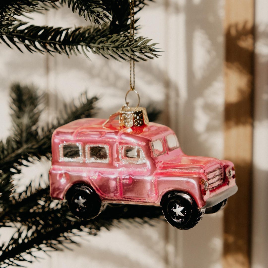 Land Rover Pink Car Jeep Glitter Christmas Bauble Ornament | Luxury ...