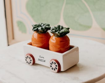 Carrot Salt and Pepper Shakers | Cottagecore Easter Aesthetic Spring Home Decor
