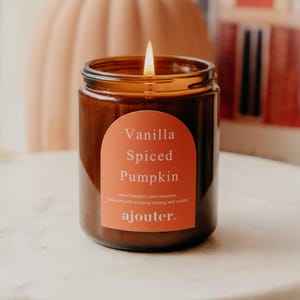 Vanilla Spiced Pumpkin Soy Wax Candle | Fall Spooky Halloween Cosy Season Candles