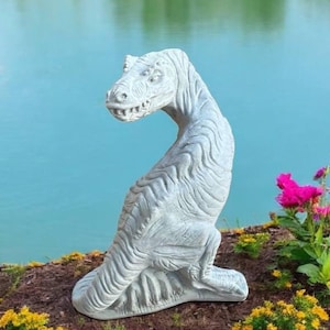 Lawn dinosaur decoration, Concrete dino sculpture, Detailed dino figure, Garden dino Rex art, Solid dinosaur sculpture, Dinosaur Rex statue