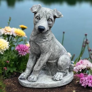 Jack Russell terrier Stone dog figurine Jack Russell dog on base Realistic dog statue Jack Russell decor Outdoor dog sculpture