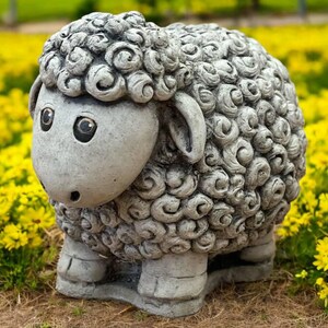 Cute sheep figure Concrete farm sheep Animal outdoor decor Painted sheep statue Animal lover gift