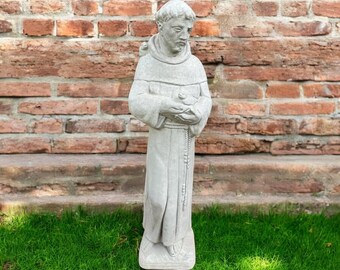 Concrete monk statue, Lawn man design, Yard monk decor, Stone religious man, Outdoor monk ornament, Man garden sculpture, Large monk figure