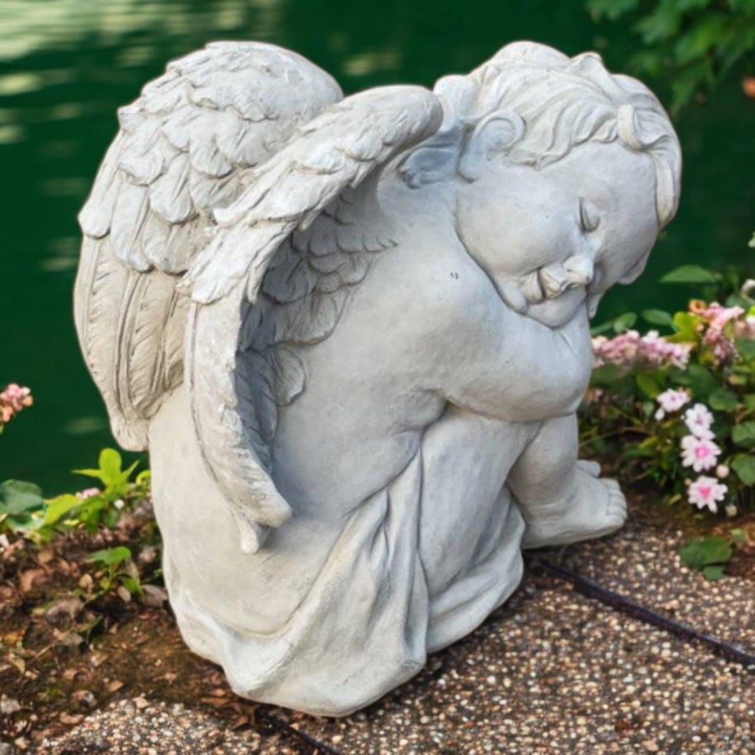 Outside Angel Figurine, Lawn Cherub Decoration, Garden Religious Art ...