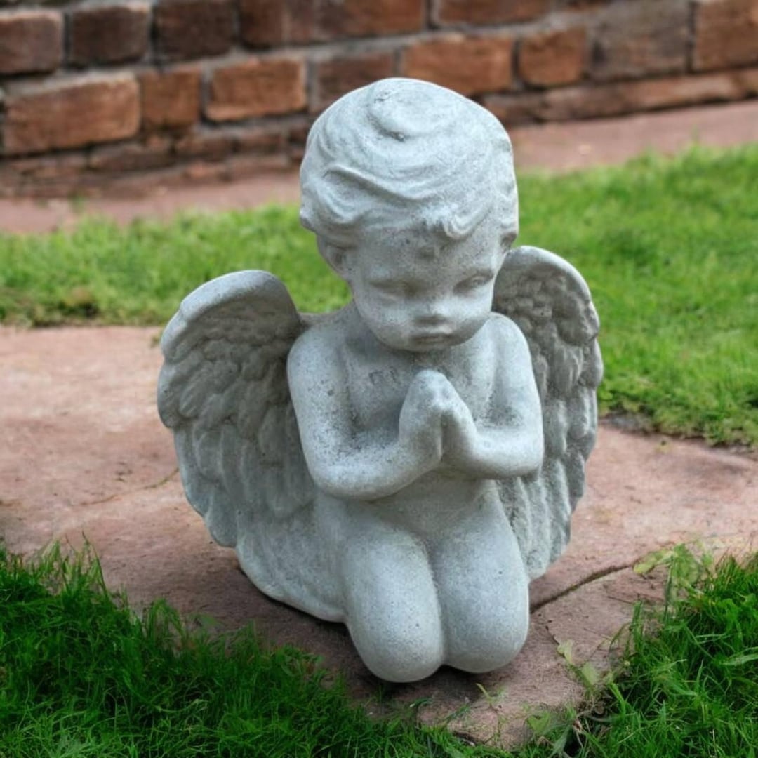 Praying Cherub Sculpture, Garden Religious Figure, Yard Angel Statue ...