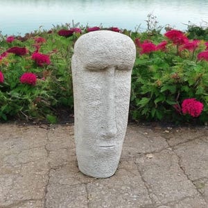 Concrete Easter Island figure Moai statue Stone Moai rock sculpture Easter Island decoration Garden ornament