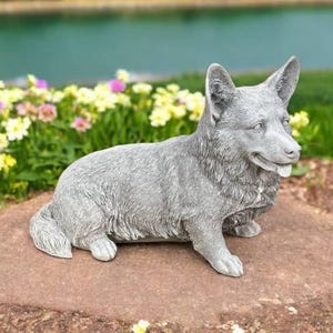 Stone corgi dog Royal corgi statue Dog home decor Concrete corgi Dog lover gift Pet memorial statue