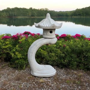 Massive stone pagoda Three peace garden lantern Concrete japanese decor Pagoda sculpture Outdoor lantern