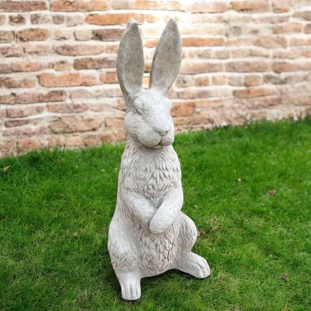 Cement Rabbit Statue, Garden Animal Ornament, Stone Bunny Art, Lawn ...