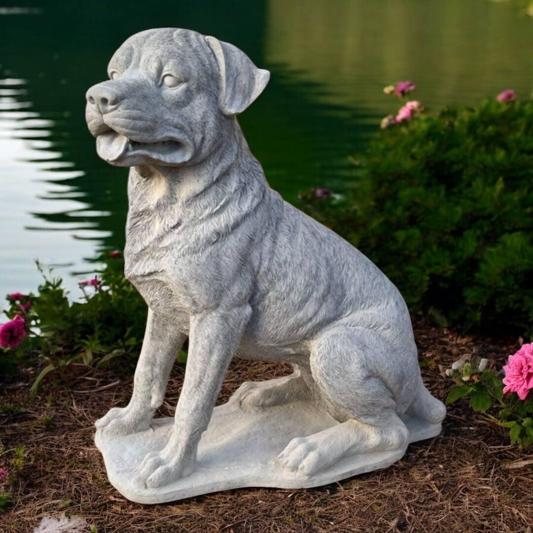 Large Rottweiler Figurine, Outside Dog Art, Garden Pet Sculpture ...