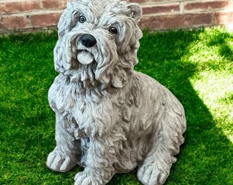 Garden maltese figure, Lawn dog ornament, Cement pet decor, Concrete maltese art, Outdoor dog idea, Beton pet statue, Maltese gift idea