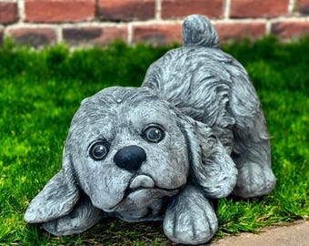 Small cocker figure, Lawn dog ornament, Concrete spaniel decor, Outdoor cocker art, Beton dog statue, Cocker spaniel design, Garden pet