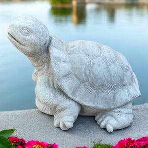 Yard turtle figure, Garden tortoise sculpture, Outdoor turtle ornament, Lawn tortoise art, Concrete turtle idea, Stone tortoise statue