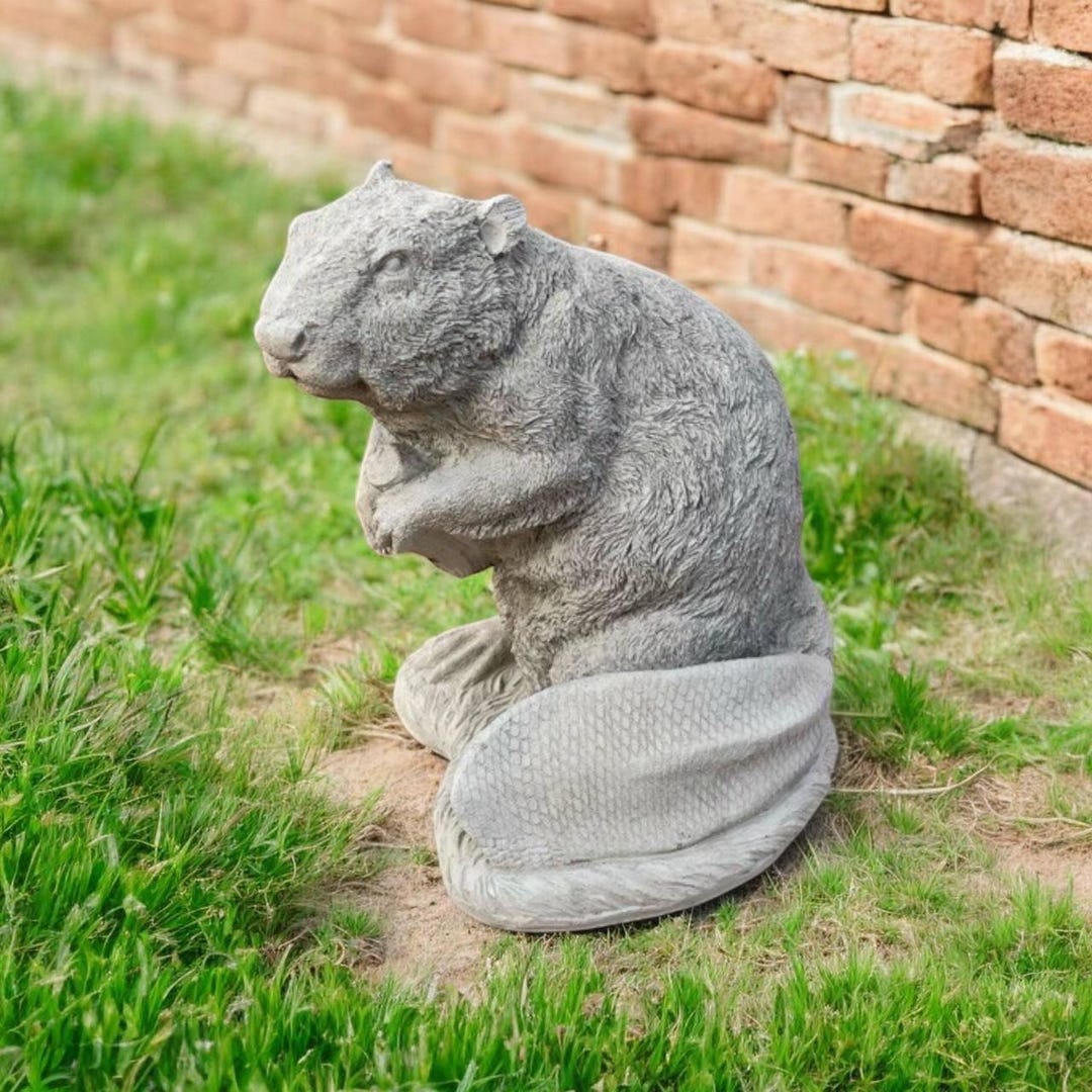Stone Beaver Figure, Wild Animal Art, Lawn Beaver Design, Beton Animal ...