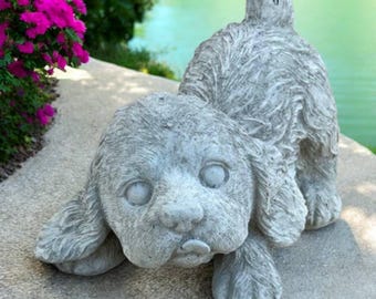 Cocker spaniel figure, Outdoor dog statue, Cocker yard ornament, Stone pet idea, Spaniel dog sculpture, Lawn pet art, Cocker garden ornament