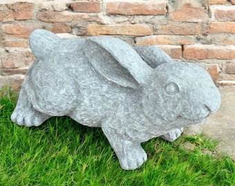 Lawn rabbit figurine, Yard bunny design, Garden rabbit ornament, Beton animal statue, Bunny concrete sculpture, Outside rabbit decor