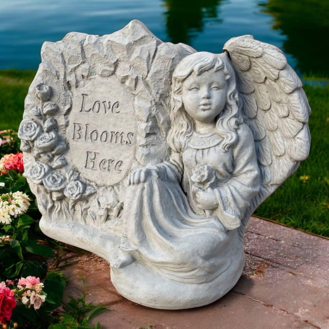 Angel Girl Figure, Home Cherub Design, Stone Religious Statue, Cement ...