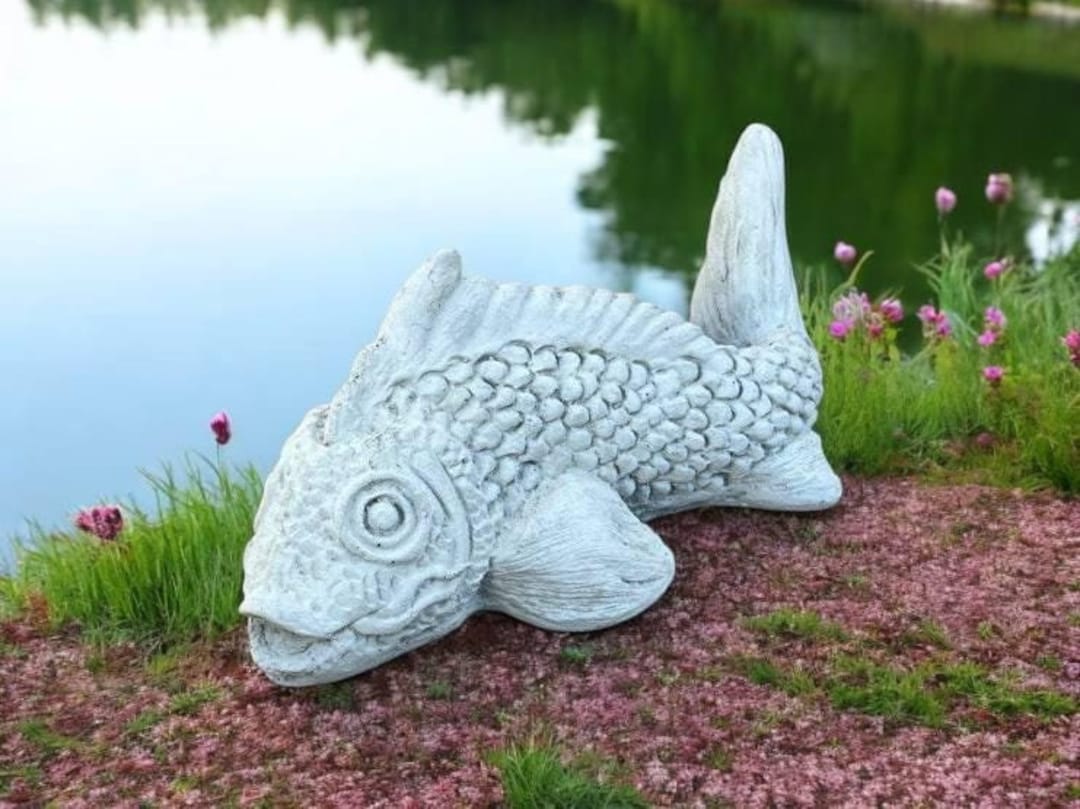 Detailed Fish Figurine, Cement Sea Decoration, Outdoor Sea Ornament ...