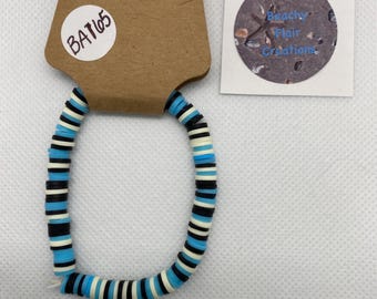 Sports Team Colors Theme- Football- Carolina Panthers- Beaded Bracelets and Anklets