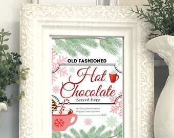Hot Chocolate Bar Sign, Winter Party Decor (Digital Download)