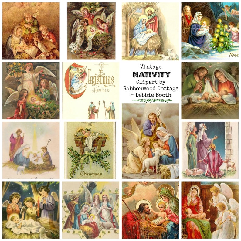Christmas Vintage Nativity Clipart Immediate Download Print | Etsy