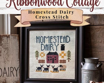 Homestead Dairy Cross Stitch Prim Pattern (do pobrania w wersji cyfrowej)