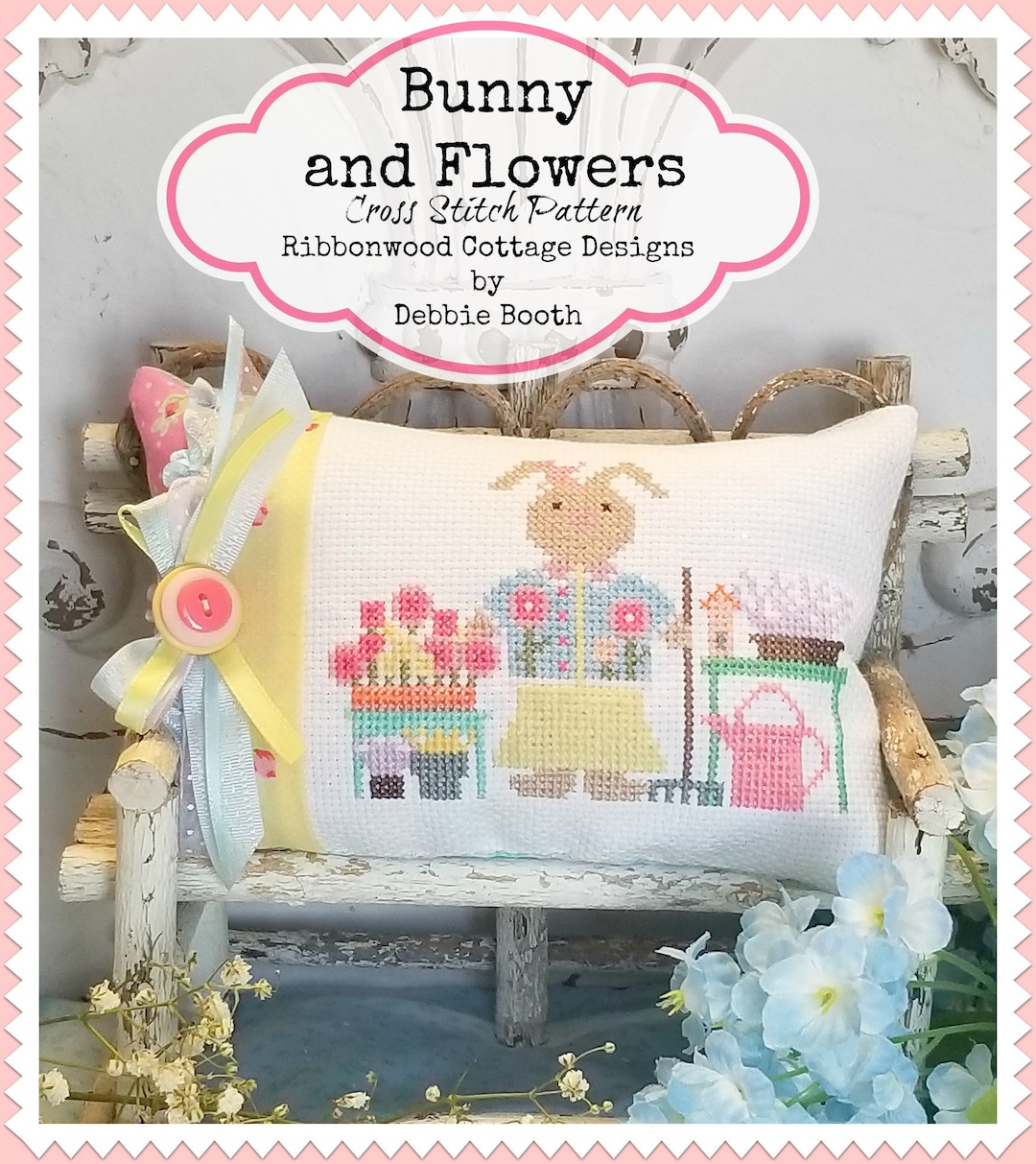 Cross Stitch Pattern Spring Bunny Flowers PDF Digital Download - Etsy