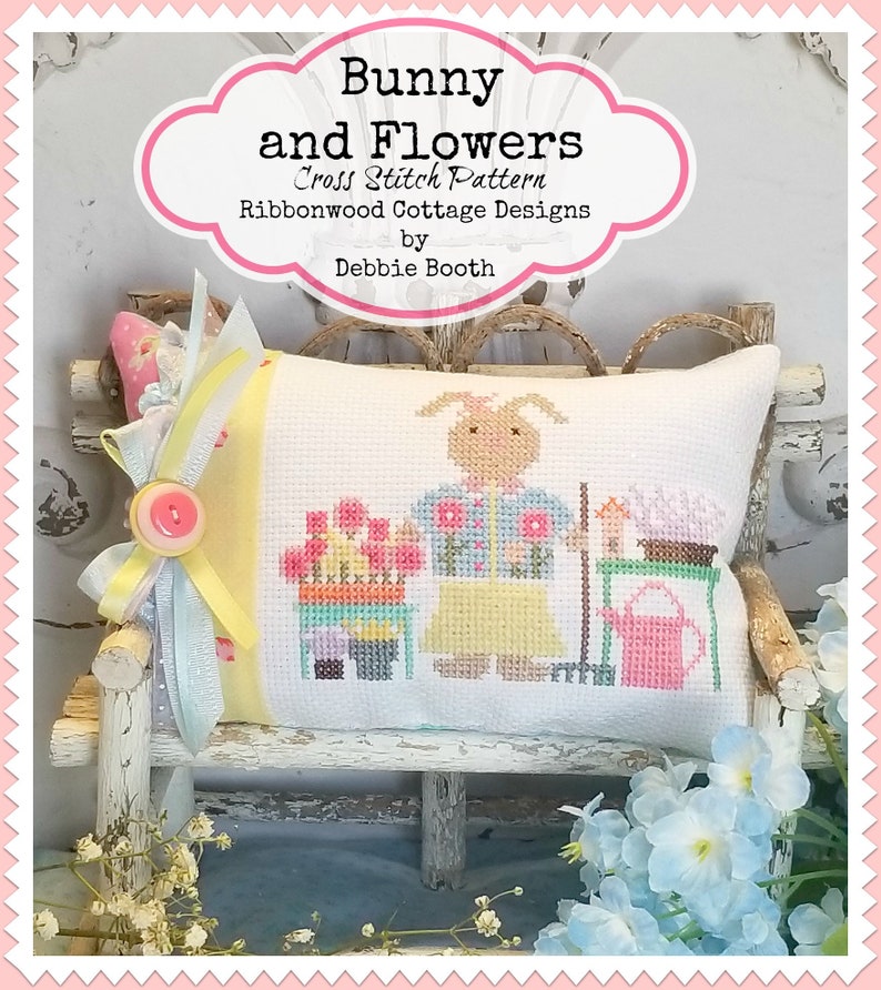 Cross Stitch Pattern Spring Bunny Flowers PDF Digital Download - Etsy