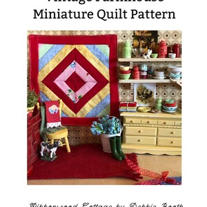 Vintage Farmhouse Miniature Quilt Pattern PDF Download.