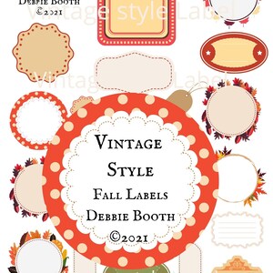Vintage Style Fall Labels Clipart Ephemera Digital download