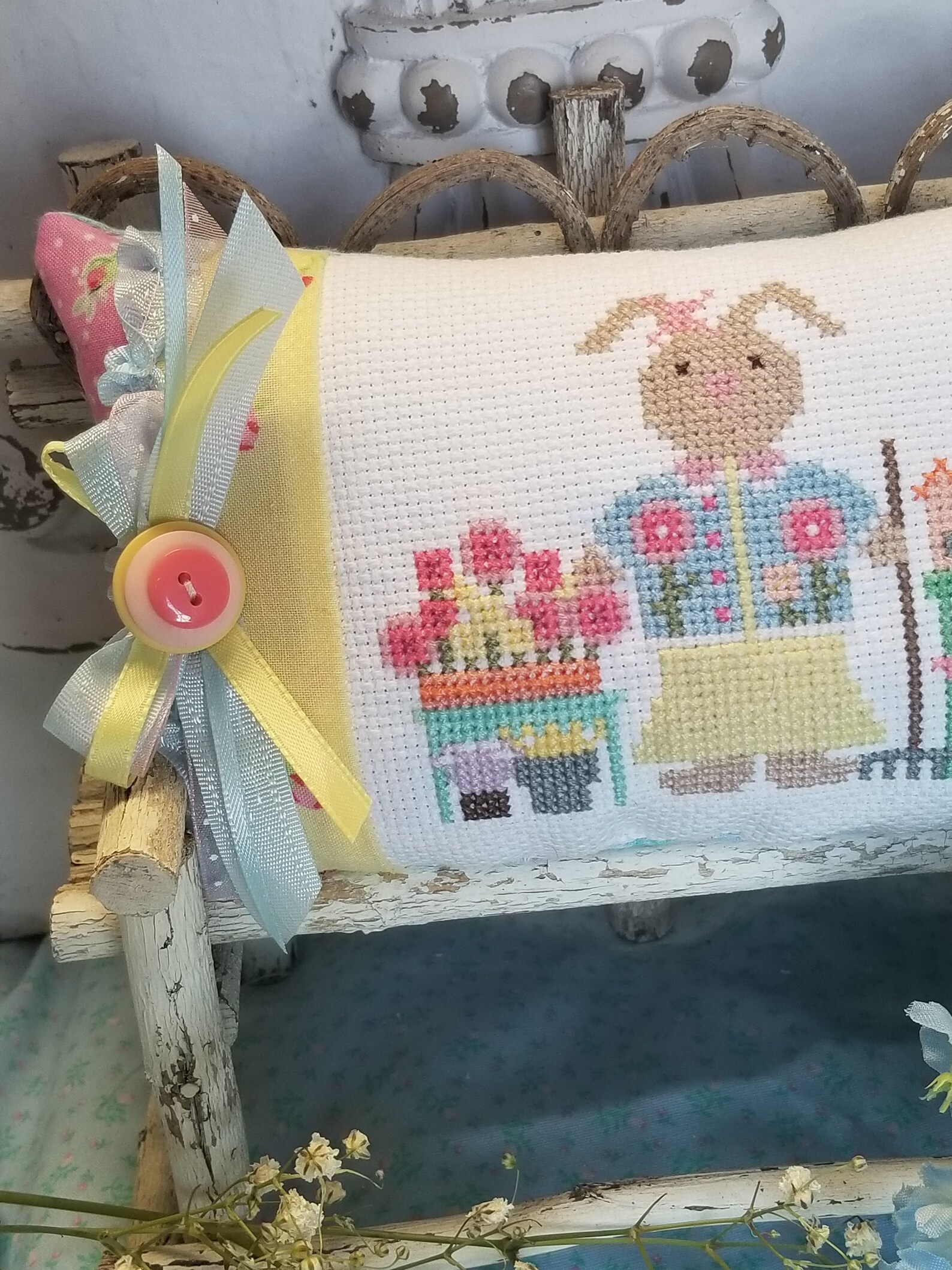 Cross Stitch Pattern Spring Bunny Flowers PDF Digital Download - Etsy